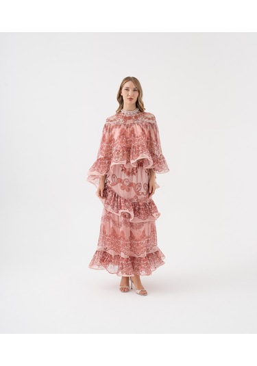 Dantel Desenli Katlı Şifon Volanlı Bluz SOMON