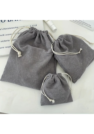 Elmpaly Siyah 3 Adet Kadife Drawstring Saklama Çantası Seyahat Kozmetik Düzenleyici Siyah