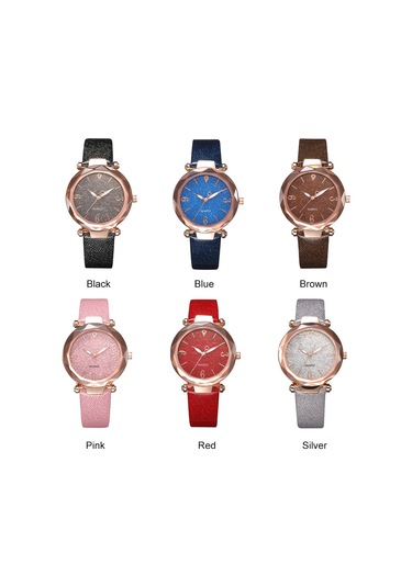 Samdoo Bayanlar İçin Pembe Deri Kordonlu Kuyruklu Yıldız Desenli Kol Saati - Zarfli Tasarım, Kuartz Hareket, Günlük Ve Parti İçin Uygun Diğer