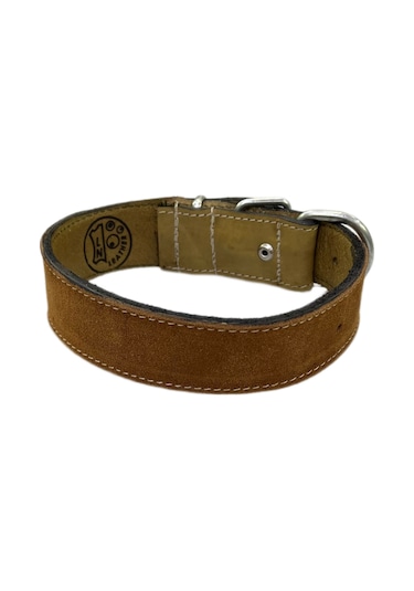 Lnleather El Yapımı Vaketa Deri Taba Orta Irk Köpek Tasması 60 CM Taba