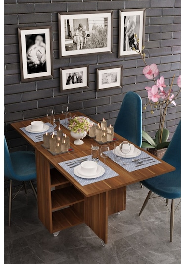 Dekorfim DF01107BR Pratik Katlanır Masa Mutfak ve Yemek Masası