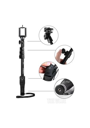 Bluetooth Kumandalı Profesyonel Selfie Çubuğu Monopod 125cm