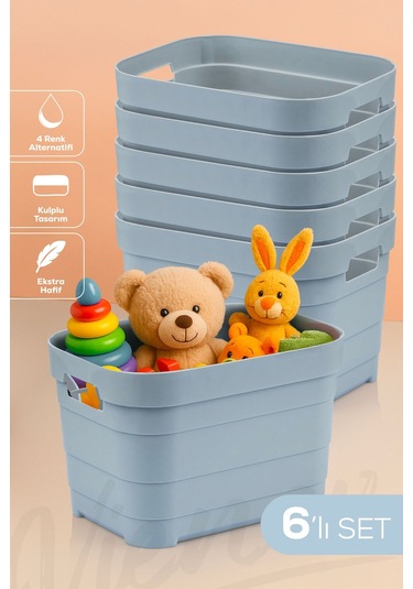 Vienev 6'lı 5 Litre Saklama Kutusu Mavi Mavi