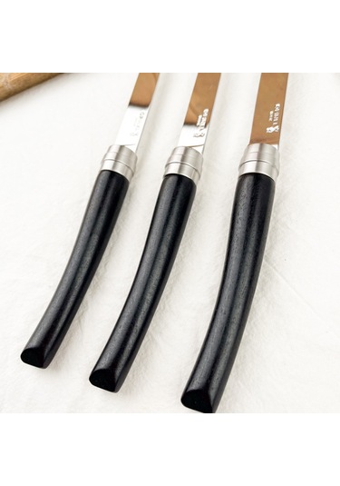 Opinel Chic 4'lü Et Bıçağı Seti - Abanoz Ağacı Ebony Siyah