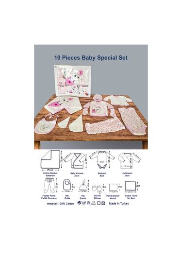 Pembe Panda 10 Parça Hastane Çıkışı Ve 4 Parça Bebek Bornoz Seti Pembe