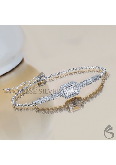 Pırlanta Modeli Baget Taşlı Gümüş Bileklik N11.35127
