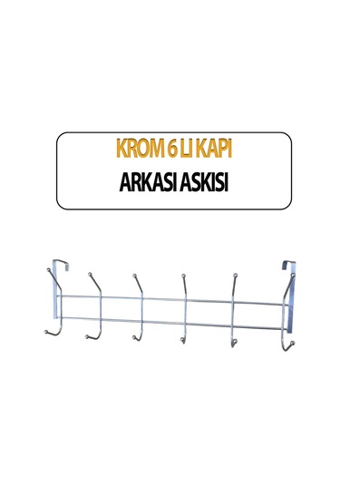 Krom Kapı Arkası Askısı 6 Lı 50 Cm Uzunluğunda Gümüş
