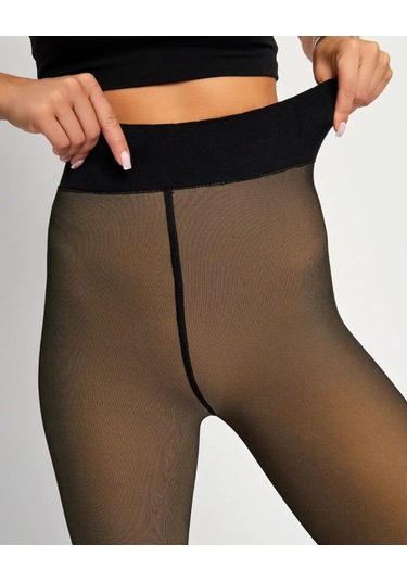 Kadın İthal Ten Görünümlü İçi Peluşlu Termal Tayt Polar Kışlık Külotlu Çorap Popo Kaldırıcı Özellik Ten Rengi