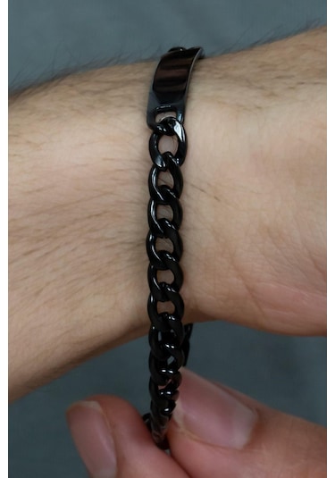 Takı Dükkanı Spotify Şarkı Kodlu Siyah Çelik Erkek Bileklik Ack06isyhc