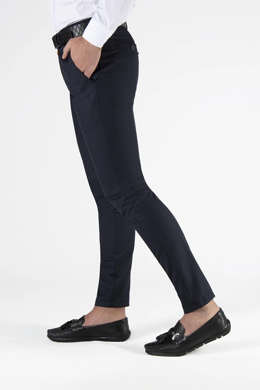 Veaven Erkek Lacivert Slim Fit Düz Model İtalyan Kesim Keten Pantolon Çok Renkli17