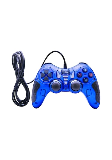 Pc Uyumlu Usb Dual Shock Titreşimli Joystick Oyun Kolu-cfl-2586 Mavi