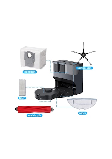 Leasetake Roborock S7 S70 S7max T7s T7s Plus Robot Süpürge Aksesuarları Ana Yan Fırça Hepa Filtre Paspas Pedi Yedek Parçaları