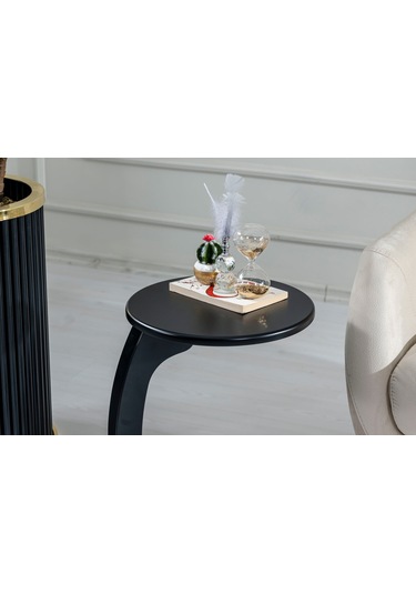 Lunora Kayın Ahşap C Yan Sehpa Siyah