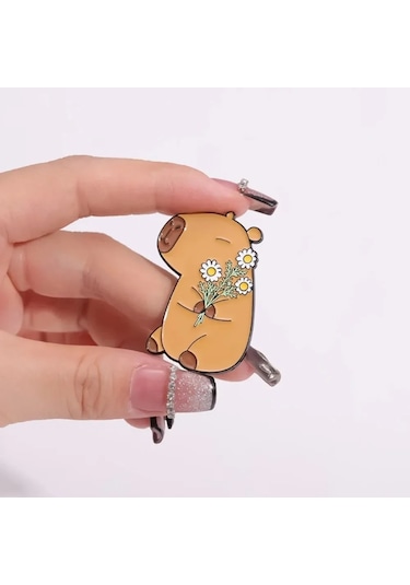 Sevimli Capybara Emaye Pimleri Karikatür Hayvan Metal Broş Gömlek Sırt Çantası Yaka B B