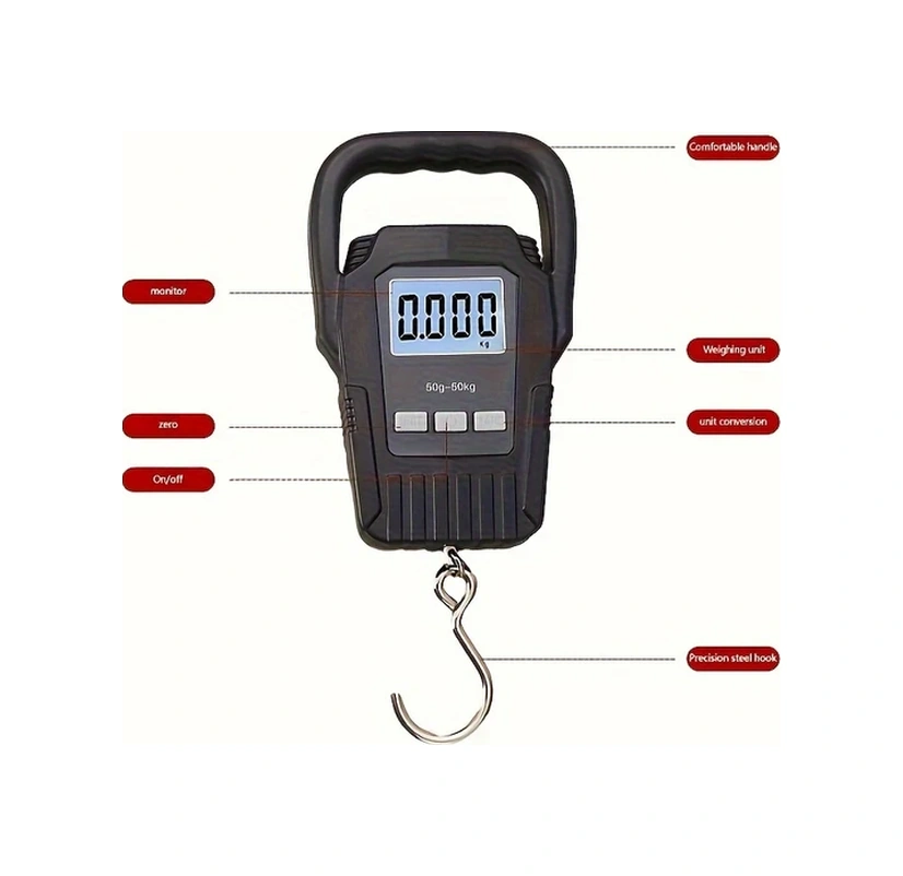 Willowhaven 50kg Dijital Bavul Terazisi Tare Fonksiyonlu Seyahat Mutfak Asma Tartısı Siyah Siyah 50kg/110lb