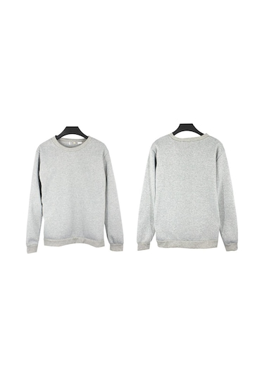 Dolıty Erkek Kazak Düz Polar Sweat Top Bisiklet Yaka Jumper Gri Gri