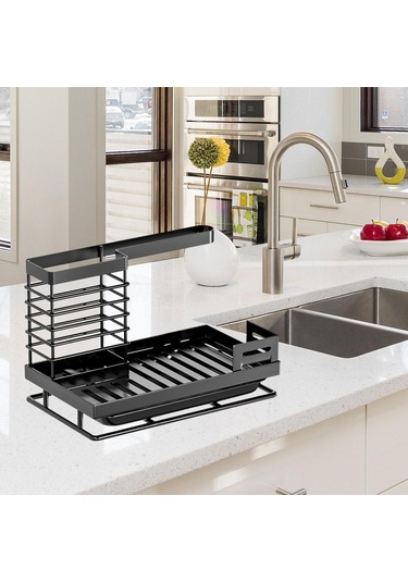 Suntek Mutfak Lavabo Rafı W/tepsi Bulaşık Bezi Sabunluk Siyah Siyah