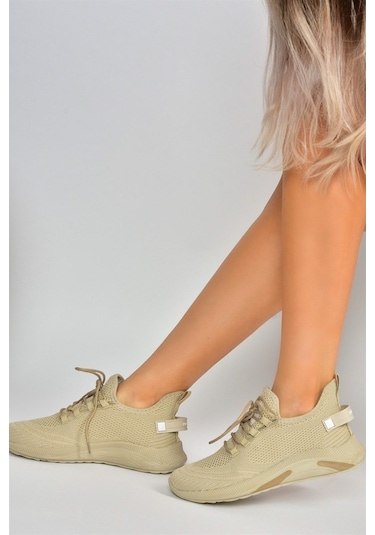 Fox Shoes Bej Triko Kumaş Kadın Spor Ayakkabı M702006204