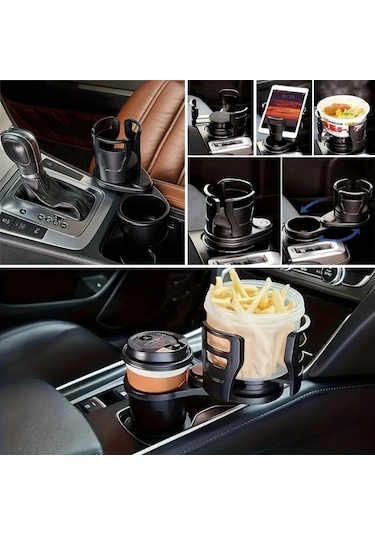 Araç İçi 360 Derece Dönen 2'li Bardaklıklı Açılarak Ayarlanabilir Bardak Tutucu Aparat Çok Renkli