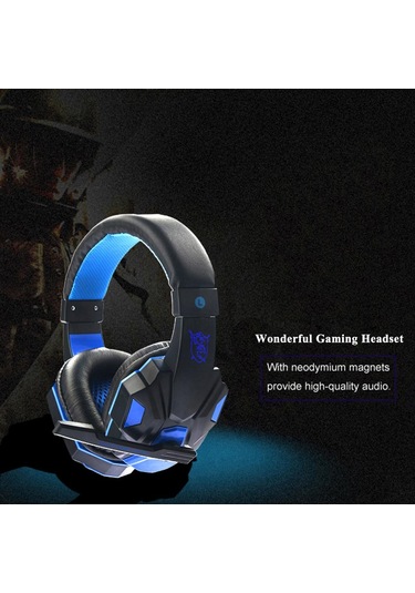 Ruicoo Pc Uyumlu Kırmızı Led Işıklı Mikrofonlu Kulaklık - Ses Ayarlı Oyun Kulaklığı