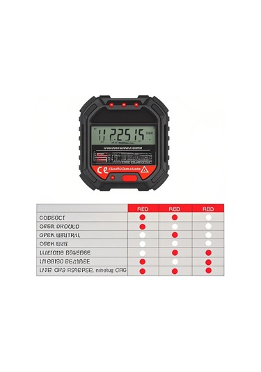 Hangfox Ht107d Avrupa Tipi Lcd Ekranlı Prizi Test Cihazı - Toprak, Sıfır, Faz, Polarite Ve Kaçak Akım Tespiti Pil Yok