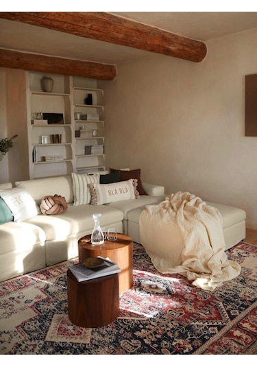 Mode Siesta Pro Kuş Tüyü Puf 05 Bej Keten Kumaş Işbir Sünger Dai