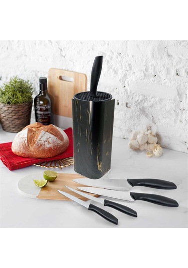 Akrilik Plastik Standlı Colte Terra 6 Parça Bıçak Seti Siyah
