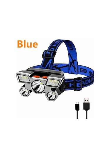 Yaban Mersini Yc Led Far Güçlü Işık Süper Parlak Kafaya Monte El Feneri Açık Şarj Edilebilir Gece Balıkçılık Far 5 Işık Kaynakları Mor