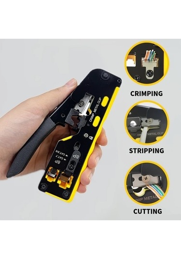 Besthome1 Dream011 Sarı Rj45 Sıkma Alet Seti 6p 8p Ethernet Sıkacağı Cat7 Cat6 Cat5 Karbon Çelik Kurulum
