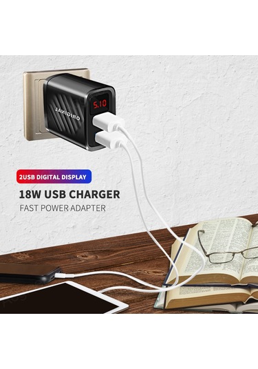 Usb Şarj Aleti Hızlı Şarj Qc 3.0 İphone Uyumlu 12 Xiaomi Redmi İçin Led Dijital Ekran Evrensel Taşınabilir Adaptör Cep Telefonları Şarj Cihazı