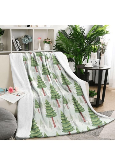 Noel Desenli 50x60 İnç Polar Battaniye, Yumuşak, Hafif Ve Kalın, Erkek, Kadın Ve Çocuk İçin Noel Çam Ağacı