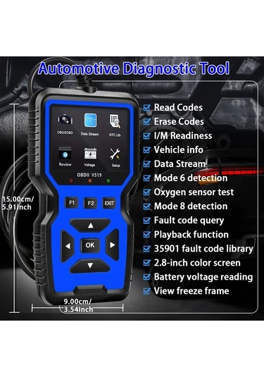 Xuweiwei Mavi Obd2 Okuyucu Araba Arıza Teşhis Cihazı Motor Kod Tarayıcı Voltaj Test Aleti Obdıı