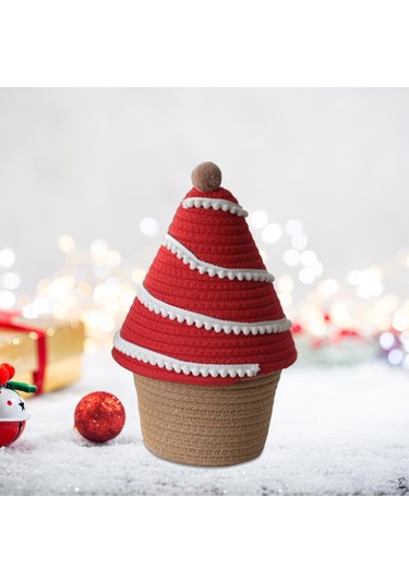 Suntek Kapaklı Saklama Sepeti Küçük Halat Yatak Kırmızı