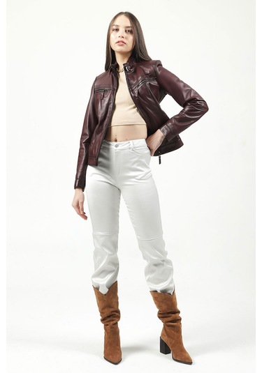 Dericlub Yb-2107 Gerçek Deri Kadın Mont