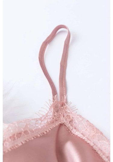 Merry See Dantel İşlemeli Çiçek Desenli Şort Pijama Takımı Pembe