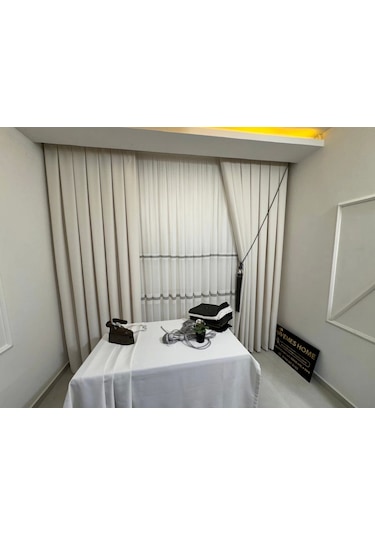 Nivemeshome Krem 140x220 Keten Masa Örtüsü Krem