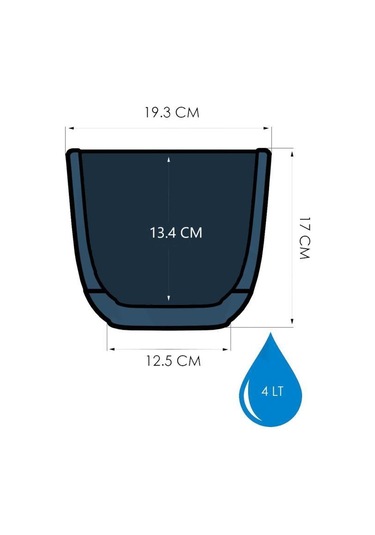Omnipazar Krs-384 Dekoratif Plastik Mercan Kare Saksı 4 Litre No 4 Gece Mavisi
