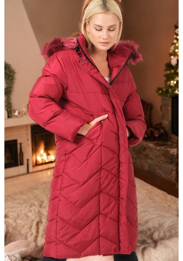 Z6751 Dewberry Bayan Kaban-düz Bordo-düz Bordo