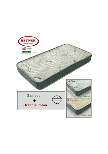 Uzunbebe 120X180 Heyner Çift Yönlü Bamboo Ve Organic Cotton Yaylı Yatak