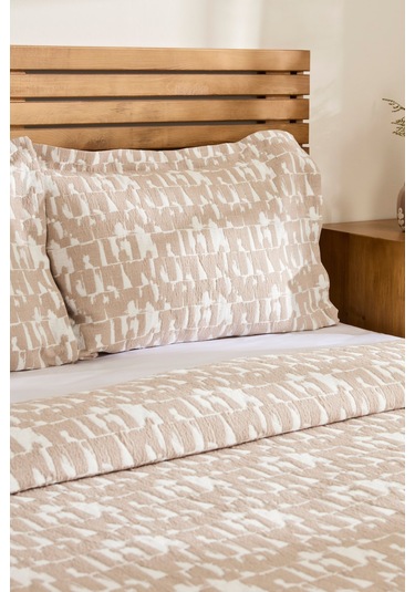 Kaşmir Home Breeze Çift Kişilik Yatak Örtüsü Takımı Bej Bej