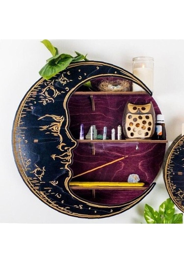 Mor Yeni Vitrin, Duvara Monte, Çok Renkli Depolama Rafı, Yatak Odası Depolama Rafı, Ahşap Ev Eşyaları