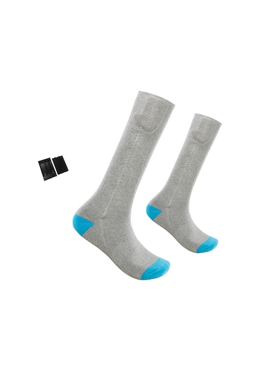 Geeroyoo Kumaş Isıtıcı Çoraplar, Winter Spor İçin Usb Şarjlı, Tip C Pil Kutusu İle, Gri-mavi, Erkek/kadın, Ski Ve Bisiklet Yürüyüşleri İçin Isı Sağlar Çok Renkli