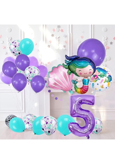 5 Yaş Deniz Kızı Temalı Doğum Günü Parti Kutlama Seti Konsept 2