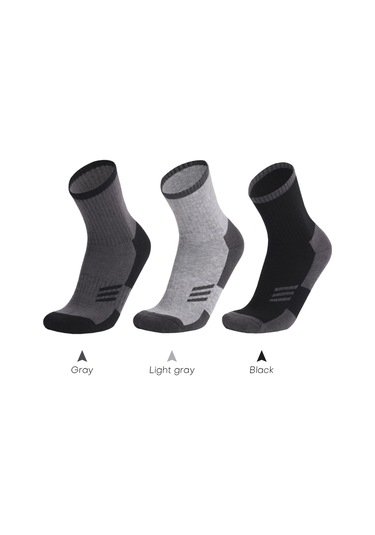 Folinda 3'lü Paket Yünlü Çorap - M 35-39 Numara - Hafif Gri - Yumuşak, Nefes Alır, Su Emici - Günlük Kullanım Ve Spor İçin Açık Gri