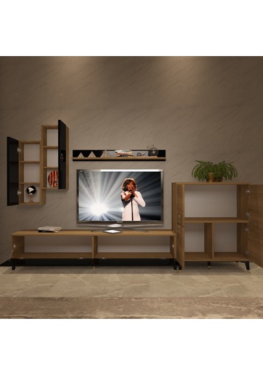 Decoraktiv Eko 6 Mdf Std Gold Tv Ünitesi Tv Sehpası Pera - Siyah