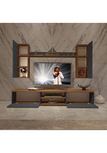 Decoraktiv Eko 7 Mdf Dvd Tv Ünitesi Tv Sehpası Ceviz - Antrasit