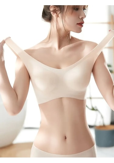Mistirik Parabita Model Dikişsiz Pedli Yumuşak Kumaşlı Iz Yapmaz Lazer Kesim Sütyen Ten Renk Ten
