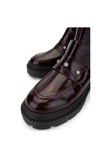 Tamer Tanca Kadın Hakiki Deri Bordo Rugan Casual Bot 1054 8000 Bn Bot Sk24-25 Bordo Rgn Bordo