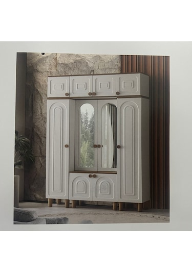 Beril Mdf Portmanto Krem - Meşe