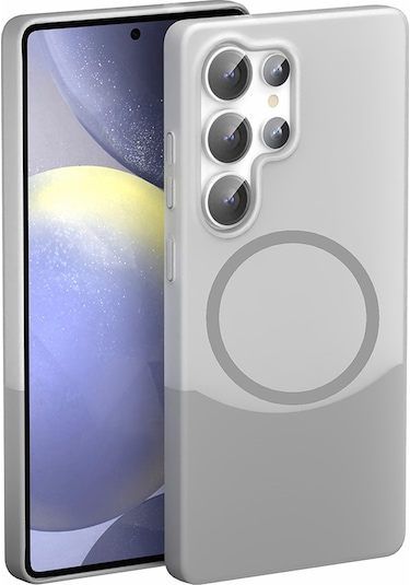 Mobilteam Galaxy Uyumlu S24 Ultra Kılıf M-safe Şarj Özellikli Mıknatıslı Duble Kapak - Gri Gri